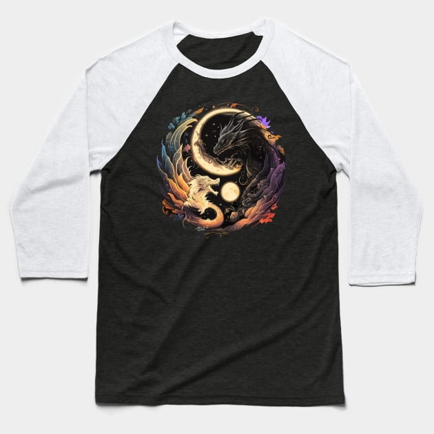 Dragon vs Phoenix Showdown Baseball T-Shirt by Spaksu
